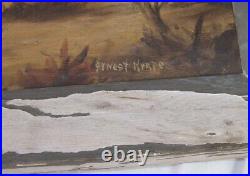 C1930 Antique Ernest Krape Landscape Folk Art Painting Gettysburg PA Artist