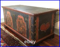 CF, Berks County Paint Decorated Dower Chest ca. 1780