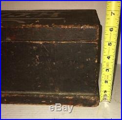 CLASSIC OLD PAINT 19TH C AMERICAN FOLK ART Paint DOCUMENT BOX TOOL DOVETAIL