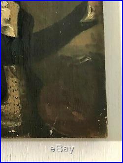 C. 1830 Oil on Board-Occupational portrait of Folk Artist painting & palette