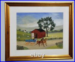 C. Munro orig. The Blue Wagon Folk Art painting