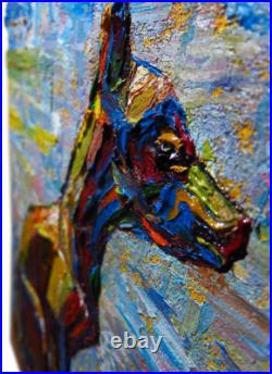 CaT kiTTeN MoDERN ORIGINAL OIL? PAINTING? VINTAGE ART? SIGNED ANIMAL PET FELINE NR