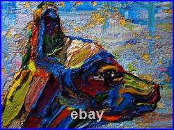 CaT kiTTeN MoDERN ORIGINAL OIL? PAINTING? VINTAGE ART? SIGNED ANIMAL PET FELINE NR