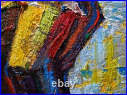 CaT kiTTeN MoDERN ORIGINAL OIL? PAINTING? VINTAGE ART? SIGNED ANIMAL PET FELINE NR