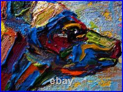 CaT kiTTeN MoDERN ORIGINAL OIL? PAINTING? VINTAGE ART? SIGNED ANIMAL PET FELINE NR