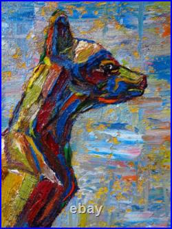 CaT kiTTeN MoDERN ORIGINAL OIL? PAINTING? VINTAGE ART? SIGNED ANIMAL PET FELINE NR