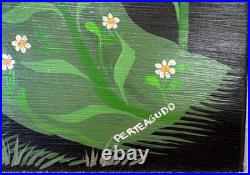 Carlos Perteagudo Three Figures and Sunflowers Signed Oil on Board Folk Naïve Carlos Perteagudo Three Figures and Sunflowers Signed Oil on Board Folk Naïve