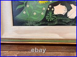 Carlos Perteagudo Three Figures and Sunflowers Signed Oil on Board Folk Naïve Carlos Perteagudo Three Figures and Sunflowers Signed Oil on Board Folk Naïve