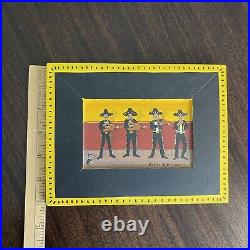 Carlos Vital Aguirre Mexican Folk Art Painting Mariachis & Cat Signed 2004 Small