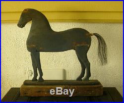 Carved and Black-painted Wood Horse with Horsehair Tail c. 1850-60 AAFA Folk Art