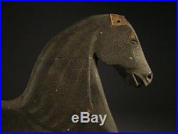 Carved and Black-painted Wood Horse with Horsehair Tail c. 1850-60 AAFA Folk Art