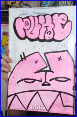Cat Graffiti Character Outsider Art painting on Canvas by NY Street Art artist