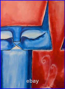 Cat Painting Original Coffee House Contemporary Folk Art By Samantha McLean