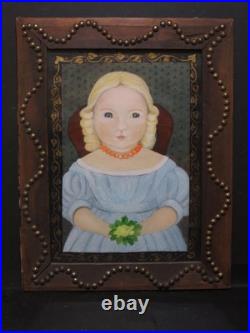 Charming Portrait of a Young Girl Folk Art Frame