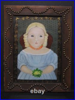 Charming Portrait of a Young Girl Folk Art Frame