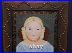 Charming Portrait of a Young Girl Folk Art Frame