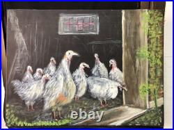 Chickens at the Door original Painting