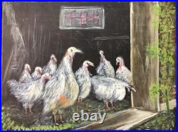 Chickens at the Door original Painting