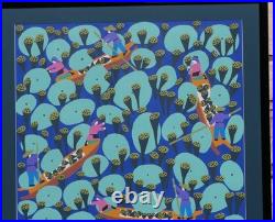 Chinese Folk Art Painting Harvesting Boat Lake Pond Farming