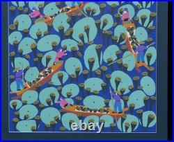 Chinese Folk Art Painting Harvesting Boat Lake Pond Farming