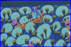 Chinese Folk Art Painting Harvesting Boat Lake Pond Farming