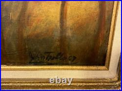 Chinese Folk Art Street Scene Oil Painting Brothers Children Boys Eating Noodles