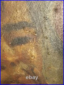 Chinese Folk Art Street Scene Oil Painting Brothers Children Boys Eating Noodles