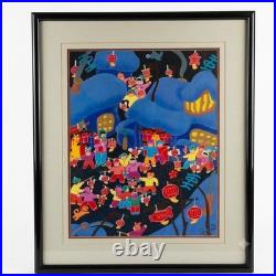 Chinese Peasant Folk Art Painting Jinshan Huxian Signed Lunar New Year Lantern