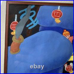 Chinese Peasant Folk Art Painting Jinshan Huxian Signed Lunar New Year Lantern