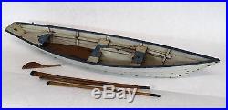 Classic Antique Maritime Folk Art Painted Dory Boat & Oars, Model, NR
