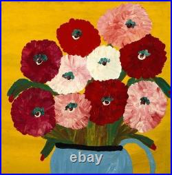 Clementine Hunter (Handmade) Signed Oil Painting on Canvas 16x24 in Naive Art