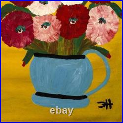 Clementine Hunter (Handmade) Signed Oil Painting on Canvas 16x24 in Naive Art