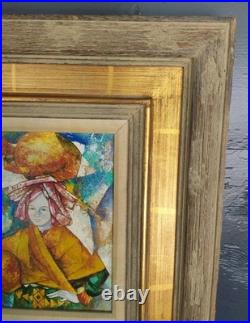 Contemporary Folk Art Painting in Wood & GILT 19 X 17 Frame by Louis