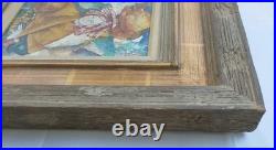 Contemporary Folk Art Painting in Wood & GILT 19 X 17 Frame by Louis