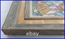Contemporary Folk Art Painting in Wood & GILT 19 X 17 Frame by Louis