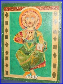 Contemporary religious folk art oil painting