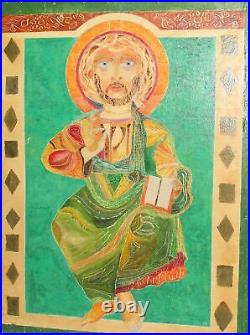 Contemporary religious folk art oil painting
