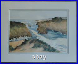 Corley/Original Watercolor Painting/Signed/Seascape/Ocean/American Folk Art/1992