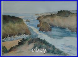 Corley/Original Watercolor Painting/Signed/Seascape/Ocean/American Folk Art/1992