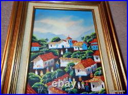 Costa Rica Folk Art Verano Oil Painting by Artist Alier Fernandez 1988