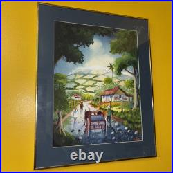 Costa Rican Pura Vida Folk Art Original Watercolor Painting by Barth, Framed