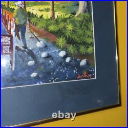 Costa Rican Pura Vida Folk Art Original Watercolor Painting by Barth, Framed