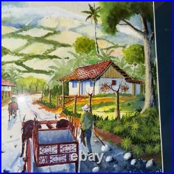 Costa Rican Pura Vida Folk Art Original Watercolor Painting by Barth, Framed