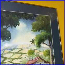 Costa Rican Pura Vida Folk Art Original Watercolor Painting by Barth, Framed