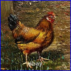 Country Chicken Hen Rooster Oil Painting on wood Artist C. Franco Country Chicken Hen Rooster Oil Painting on wood Artist C. Franco
