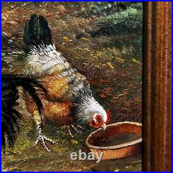 Country Chicken Hen Rooster Oil Painting on wood Artist C. Franco Country Chicken Hen Rooster Oil Painting on wood Artist C. Franco