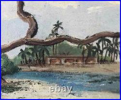 Cracker House by Inlet Old Florida Painting Vintage Original Folk Naive Southern