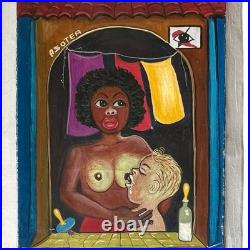 Cuban Folk Art Feminist Prostitute Breastfeeding Man Oil Painting Symbolism Nude