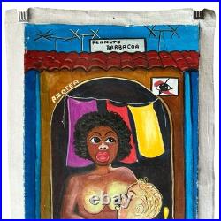 Cuban Folk Art Feminist Prostitute Breastfeeding Man Oil Painting Symbolism Nude