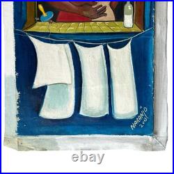Cuban Folk Art Feminist Prostitute Breastfeeding Man Oil Painting Symbolism Nude